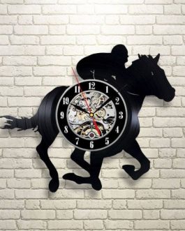 Metallic Arts Horse Racing Metal Wall Clock Gift Item For Home Decoration, Men