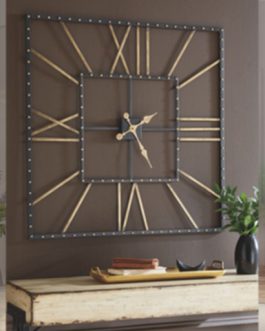 Metallic Arts Premium Square Brown Stainless Steel Wall Clock For Home Decoration
