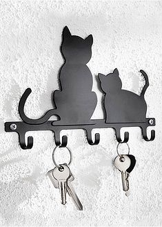 Cat Metal Key Hook Holder 10 Inch
