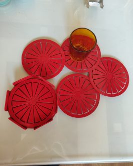 Red Round Table Coaster Metallic Arts