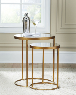 Round Gold Accent Side Table