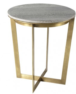 Contemporary Cofee Table White Marble Top Round Table With Stainless Steel Base